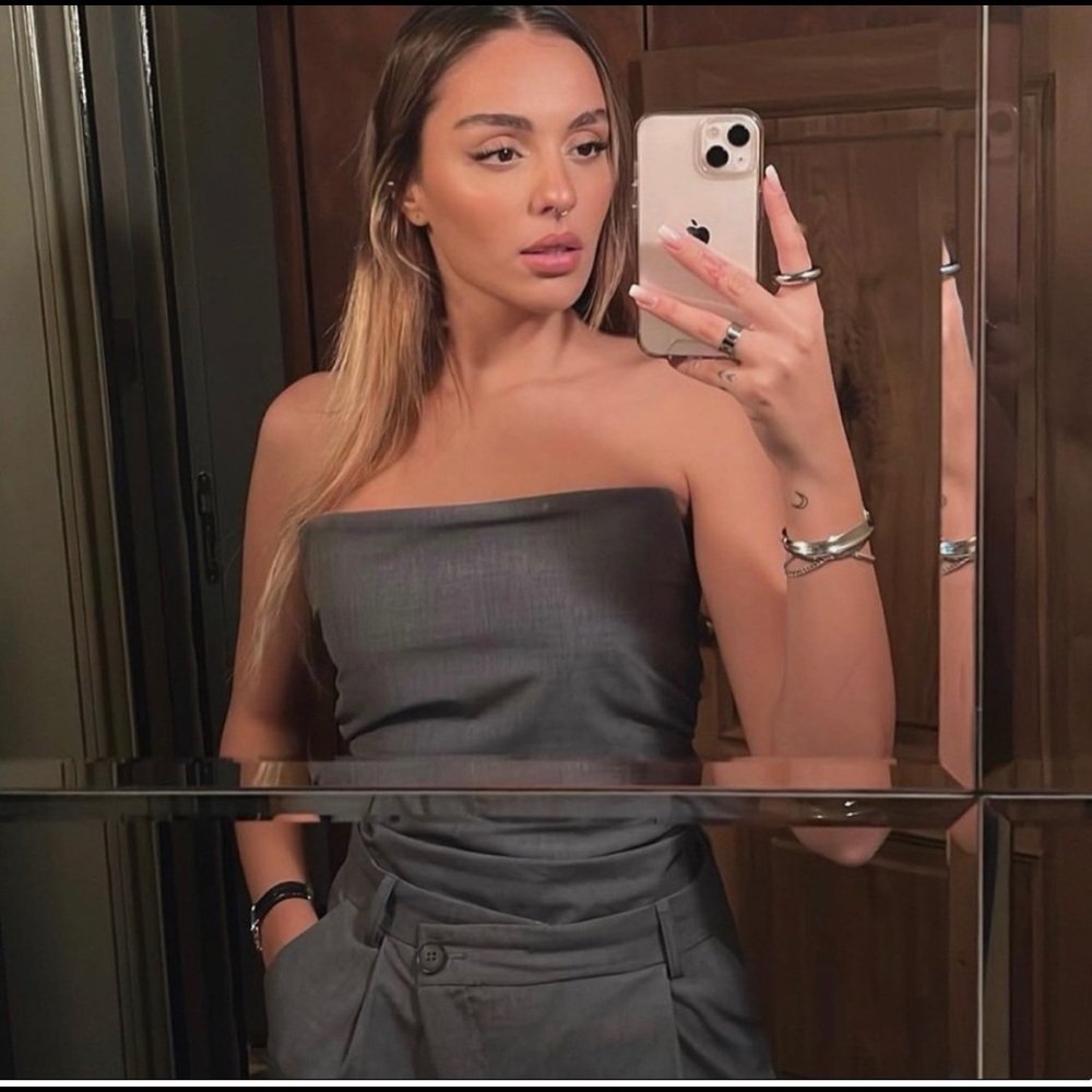 zara draped gray bodysuit xl 8901/317